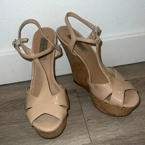 Steve Madden Nude Leather Wedges